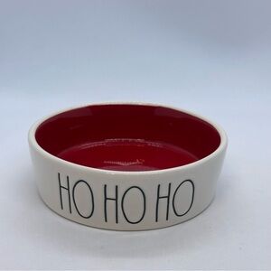 Rae Dunn Christmas HO HO HO Holiday Pet Cat Food Water Bowl Dish 4 7/8"  Red NWT